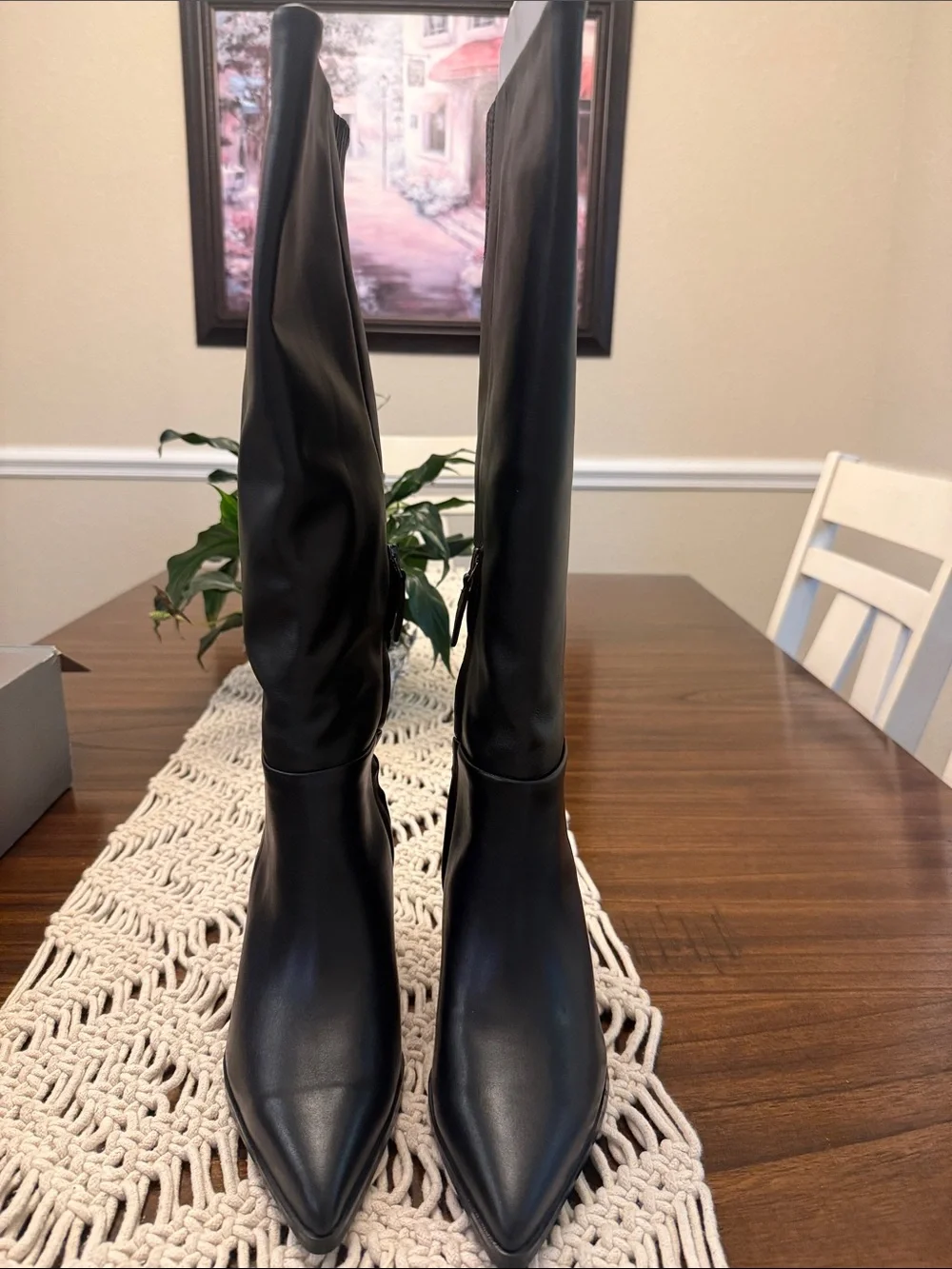 Franco Sarto Black Over-the-Knee Pointed-Toe Boots